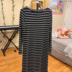 Time and Tru Black and White Striped Maxi Dress